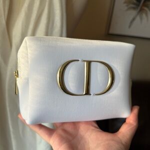 Dior light gold logo white make up bag #2